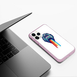 Чехол iPhone 11 Pro матовый Обезьяна с радугой, цвет: 3D-розовый — фото 2