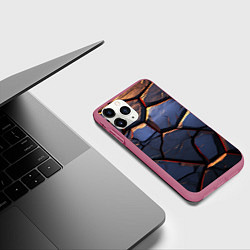 Чехол iPhone 11 Pro матовый Темная абстрактная объемная плитка, цвет: 3D-малиновый — фото 2