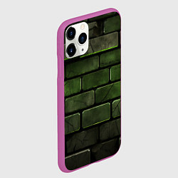 Чехол iPhone 11 Pro матовый Зеленые неоновые кирпичи, цвет: 3D-фиолетовый — фото 2