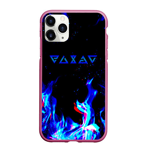 Чехол iPhone 11 Pro матовый The Witcher fire logo glitch / 3D-Малиновый – фото 1