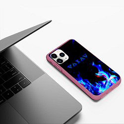 Чехол iPhone 11 Pro матовый The Witcher fire logo glitch, цвет: 3D-малиновый — фото 2
