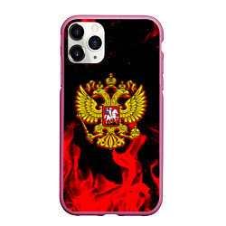 Чехол iPhone 11 Pro матовый Герб России возрождение империи, цвет: 3D-малиновый