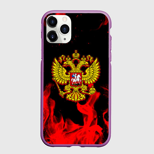 Чехол iPhone 11 Pro матовый Герб России возрождение империи / 3D-Фиолетовый – фото 1