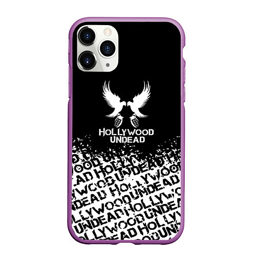 Чехол iPhone 11 Pro матовый Hollywood Undead rock / 3D-Фиолетовый – фото 1