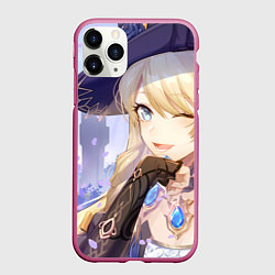 Чехол iPhone 11 Pro матовый Genshin Impact Навия wink, цвет: 3D-малиновый