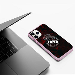 Чехол iPhone 11 Pro матовый Реал мадрид огонь красный, цвет: 3D-розовый — фото 2