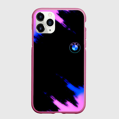 Чехол iPhone 11 Pro матовый BMW неоновые краски спорт / 3D-Малиновый – фото 1