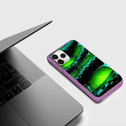 Чехол iPhone 11 Pro матовый Зеленая змеиная абстрактная текстура, цвет: 3D-фиолетовый — фото 2