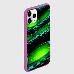 Чехол iPhone 11 Pro матовый Зеленая змеиная абстрактная текстура, цвет: 3D-фиолетовый — фото 2