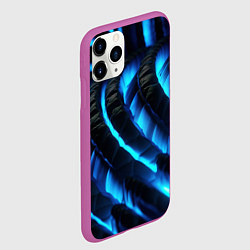 Чехол iPhone 11 Pro матовый Неоновая яркая геометрическая абстракция со светом, цвет: 3D-фиолетовый — фото 2