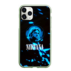Чехол iPhone 11 Pro матовый Nirvana рок бенд краски, цвет: 3D-салатовый