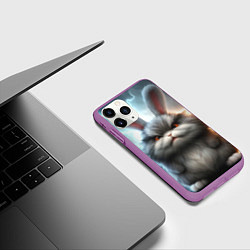 Чехол iPhone 11 Pro матовый Грозный заяц, цвет: 3D-фиолетовый — фото 2
