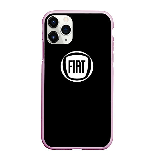 Чехол iPhone 11 Pro матовый FIAT logo white / 3D-Розовый – фото 1