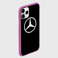 Чехол iPhone 11 Pro матовый Mercedes benz logo white, цвет: 3D-фиолетовый — фото 2
