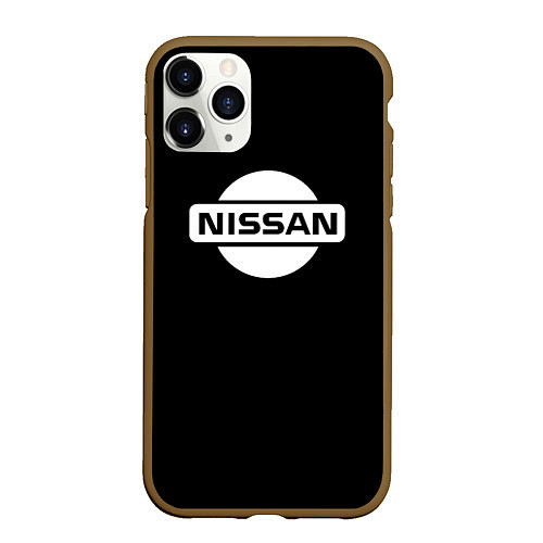 Чехол iPhone 11 Pro матовый Nissan logo white / 3D-Коричневый – фото 1