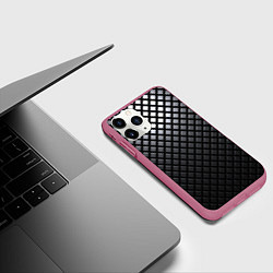 Чехол iPhone 11 Pro матовый Доспехи из карбона, цвет: 3D-малиновый — фото 2