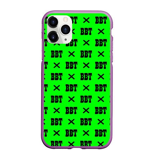 Чехол iPhone 11 Pro матовый BBT logo green steel / 3D-Фиолетовый – фото 1