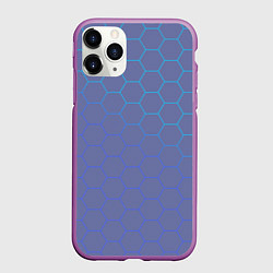 Чехол iPhone 11 Pro матовый Шестигранники индиго
