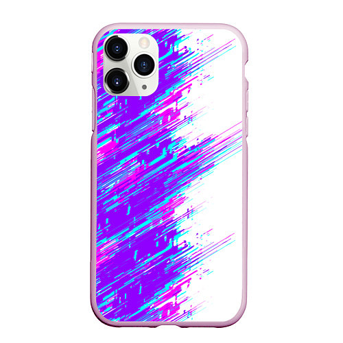 Чехол iPhone 11 Pro матовый Neon glitch / 3D-Розовый – фото 1