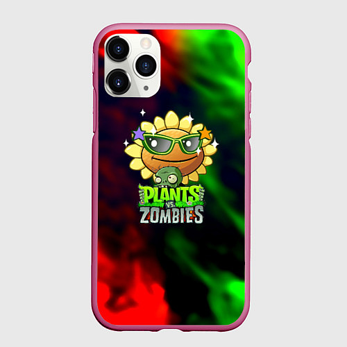 Чехол iPhone 11 Pro матовый Plants vs zombies огненный градиент / 3D-Малиновый – фото 1