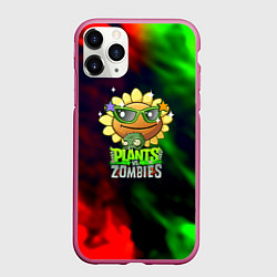Чехол iPhone 11 Pro матовый Plants vs zombies огненный градиент, цвет: 3D-малиновый