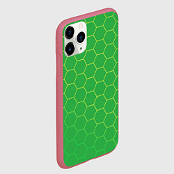 Чехол iPhone 11 Pro матовый Шестигранники фисташковый, цвет: 3D-малиновый — фото 2
