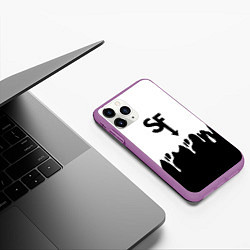 Чехол iPhone 11 Pro матовый Sally face разводы красок блэк, цвет: 3D-фиолетовый — фото 2