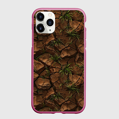 Чехол iPhone 11 Pro матовый Текстура элементаля земли / 3D-Малиновый – фото 1