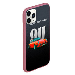 Чехол iPhone 11 Pro матовый Porsche 911 немецкий спортивный автомобиль, цвет: 3D-малиновый — фото 2