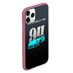 Чехол iPhone 11 Pro матовый Porsche 911 спортивный автомобиль, цвет: 3D-малиновый — фото 2