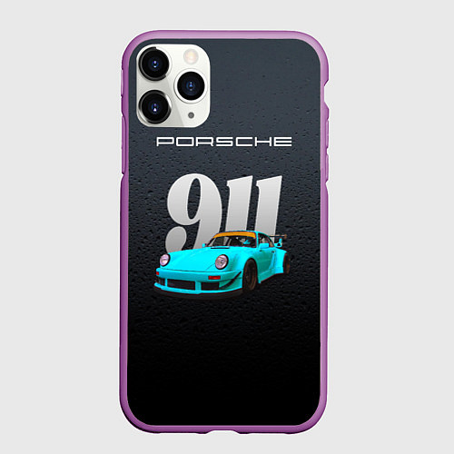 Чехол iPhone 11 Pro матовый Porsche 911 спортивный автомобиль / 3D-Фиолетовый – фото 1