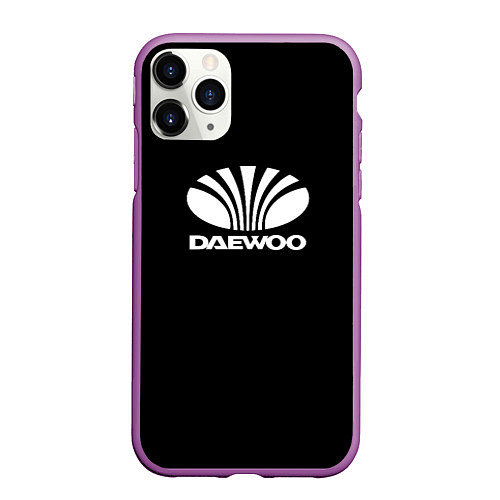 Чехол iPhone 11 Pro матовый Daewoo white logo / 3D-Фиолетовый – фото 1