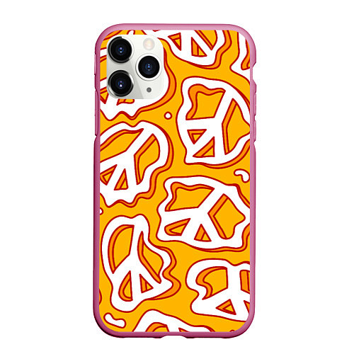 Чехол iPhone 11 Pro матовый Pattern peace / 3D-Малиновый – фото 1