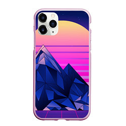 Чехол iPhone 11 Pro матовый Vaporwave неоновые горы, цвет: 3D-розовый