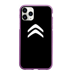 Чехол iPhone 11 Pro матовый Citroen white logo, цвет: 3D-фиолетовый