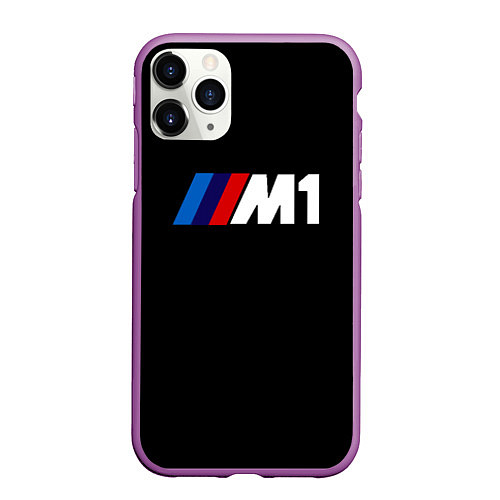 Чехол iPhone 11 Pro матовый BMW m1 logo / 3D-Фиолетовый – фото 1