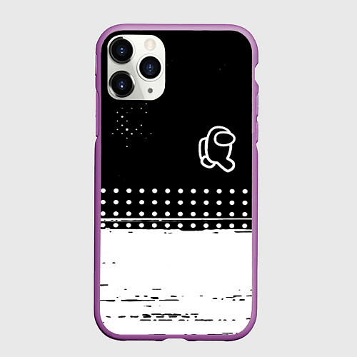 Чехол iPhone 11 Pro матовый Among us геометрия / 3D-Фиолетовый – фото 1