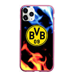 Чехол iPhone 11 Pro матовый Borussia fire storm steel, цвет: 3D-малиновый