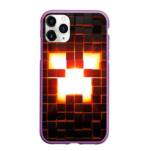 Чехол iPhone 11 Pro матовый Скин крипера майнкрафт / 3D-Фиолетовый – фото 1