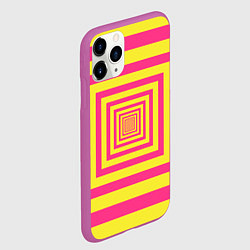 Чехол iPhone 11 Pro матовый Желтые квадраты трансформация, цвет: 3D-фиолетовый — фото 2