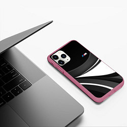 Чехол iPhone 11 Pro матовый BMW M - монохромный, цвет: 3D-малиновый — фото 2