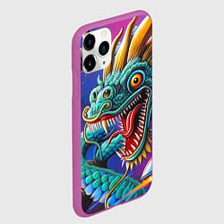Чехол iPhone 11 Pro матовый Фантастическая космическая композиция с драконом -, цвет: 3D-фиолетовый — фото 2