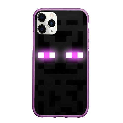 Чехол iPhone 11 Pro матовый Эндермен майнкрафт / 3D-Фиолетовый – фото 1