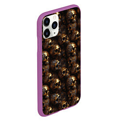 Чехол iPhone 11 Pro матовый Черепа и узоры лакшери, цвет: 3D-фиолетовый — фото 2