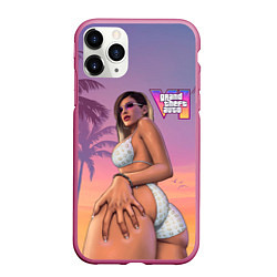 Чехол iPhone 11 Pro матовый Девушка в купальнике из Gta 6, цвет: 3D-малиновый