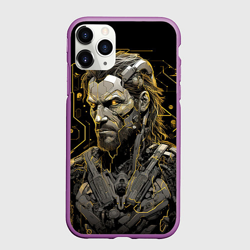 Чехол iPhone 11 Pro матовый Venom Snake cyber Metal gear game / 3D-Фиолетовый – фото 1
