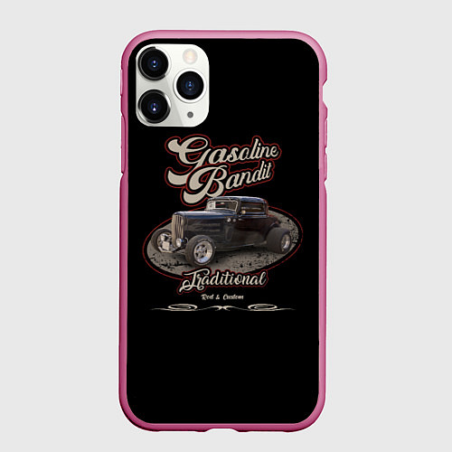 Чехол iPhone 11 Pro матовый Хотрод Gasoline bandit / 3D-Малиновый – фото 1