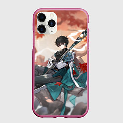 Чехол iPhone 11 Pro матовый Honkai Star Rail Dan Heng, цвет: 3D-малиновый