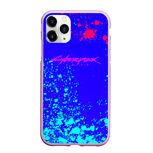 Чехол iPhone 11 Pro матовый Cyberpunk neon steel / 3D-Розовый – фото 1