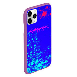 Чехол iPhone 11 Pro матовый Cyberpunk neon steel, цвет: 3D-фиолетовый — фото 2